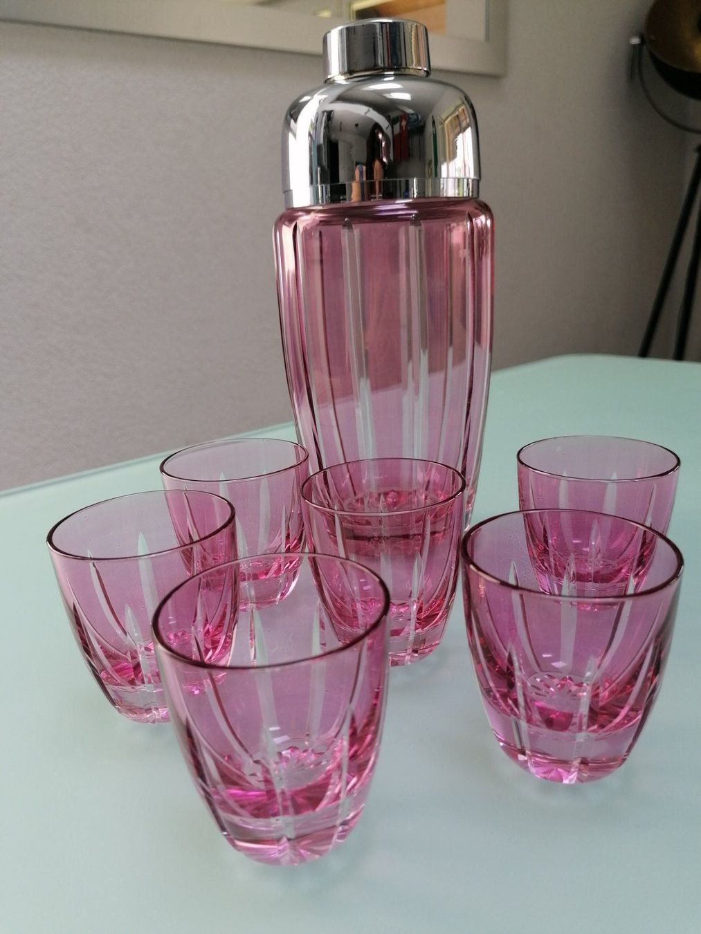 Bevande alcoliche: Set cocktail cristal shaker rose – Usato da Lignières venduto da Sulyvan