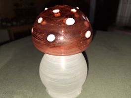 🍄🍄 Windlicht- Lampe aus Glas, rot-weiss gepunktet, Deko 🍄