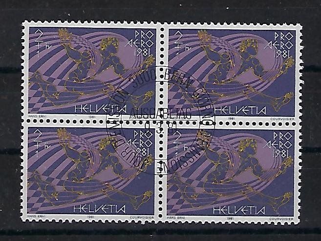 Tutti i francobolli: 1981 Flugpost Hans Erni Viererblock gestempelt 14864 – Usato da Lunden venduto da Animus999
