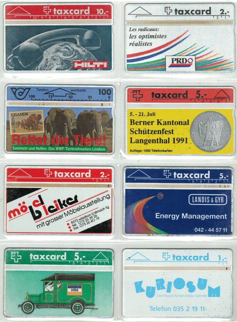Telefon- & Taxkarten: 8 Taxcards – Gebraucht aus Zürich von Tolima194