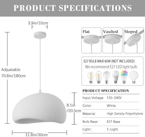 Lustres & lampes de plafonds: 30Cm Moderne Pendelleuchte Esszimmer E27 Weisser Shell – Neuf avec emballage d'origine à Hundwil par Pakethase 5