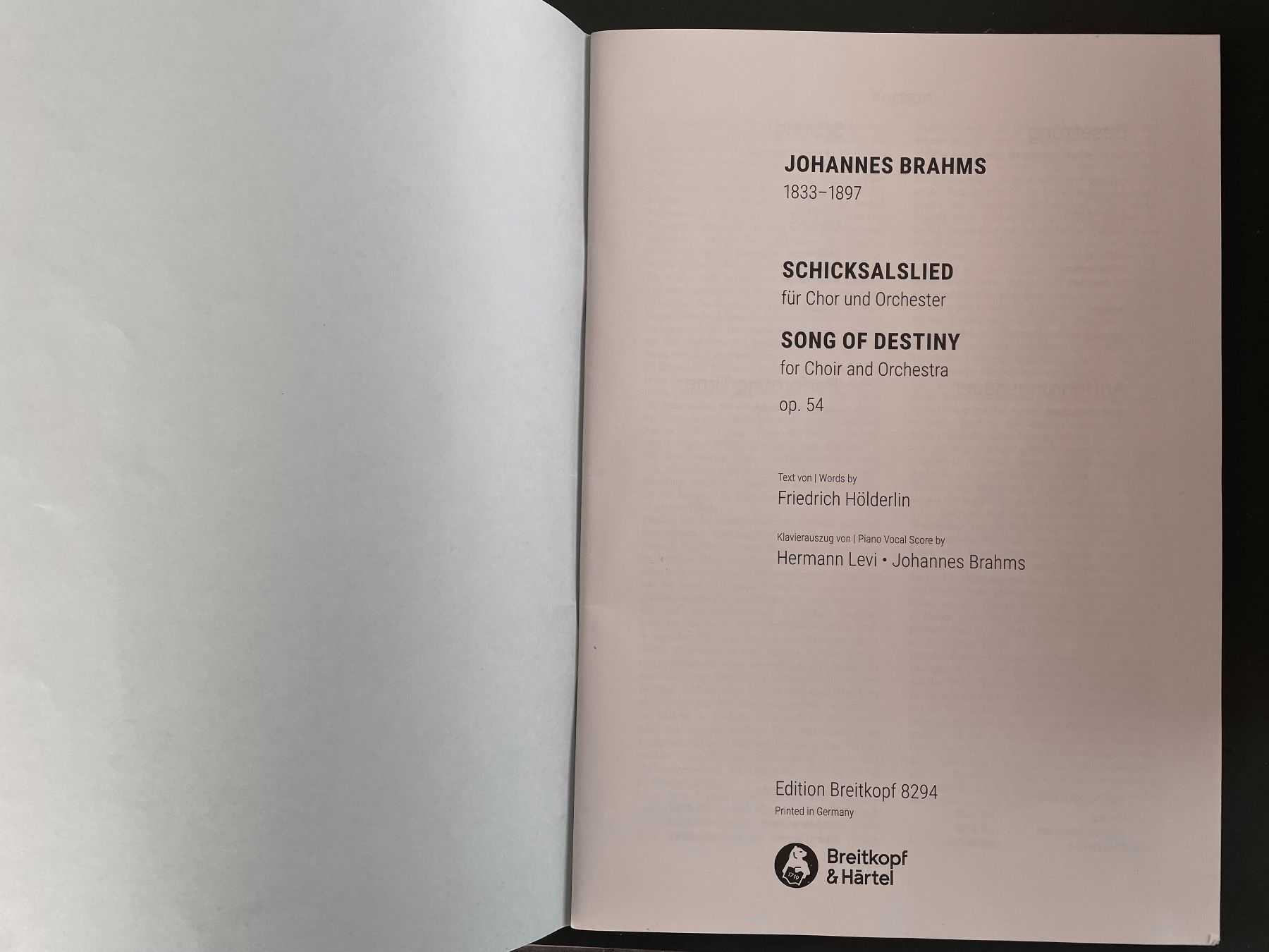 Libri: Brahms - Schicksalslied Klavierauszug deutsch – Usato da Liestal venduto da Coutellerie 2