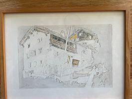 Alois Carigiet- Grafikdruck hinter Holzrahmen!