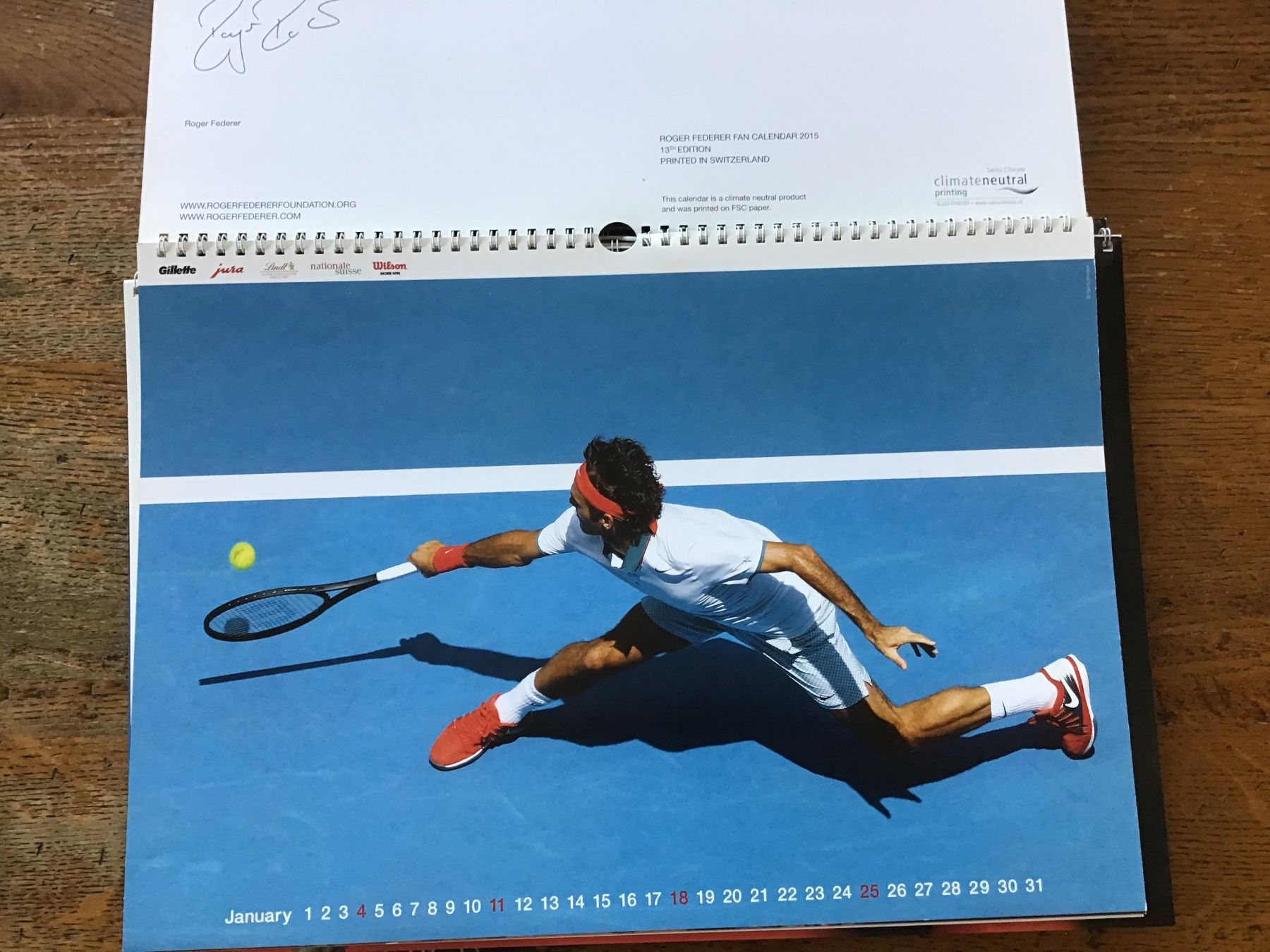 Calendari: Calendrier officiel Roger Federer 2015 – Usato da Fully venduto da Ruby97 1