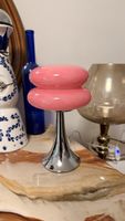 Tischleuchte rosa Glas mit Chromfuss rosa