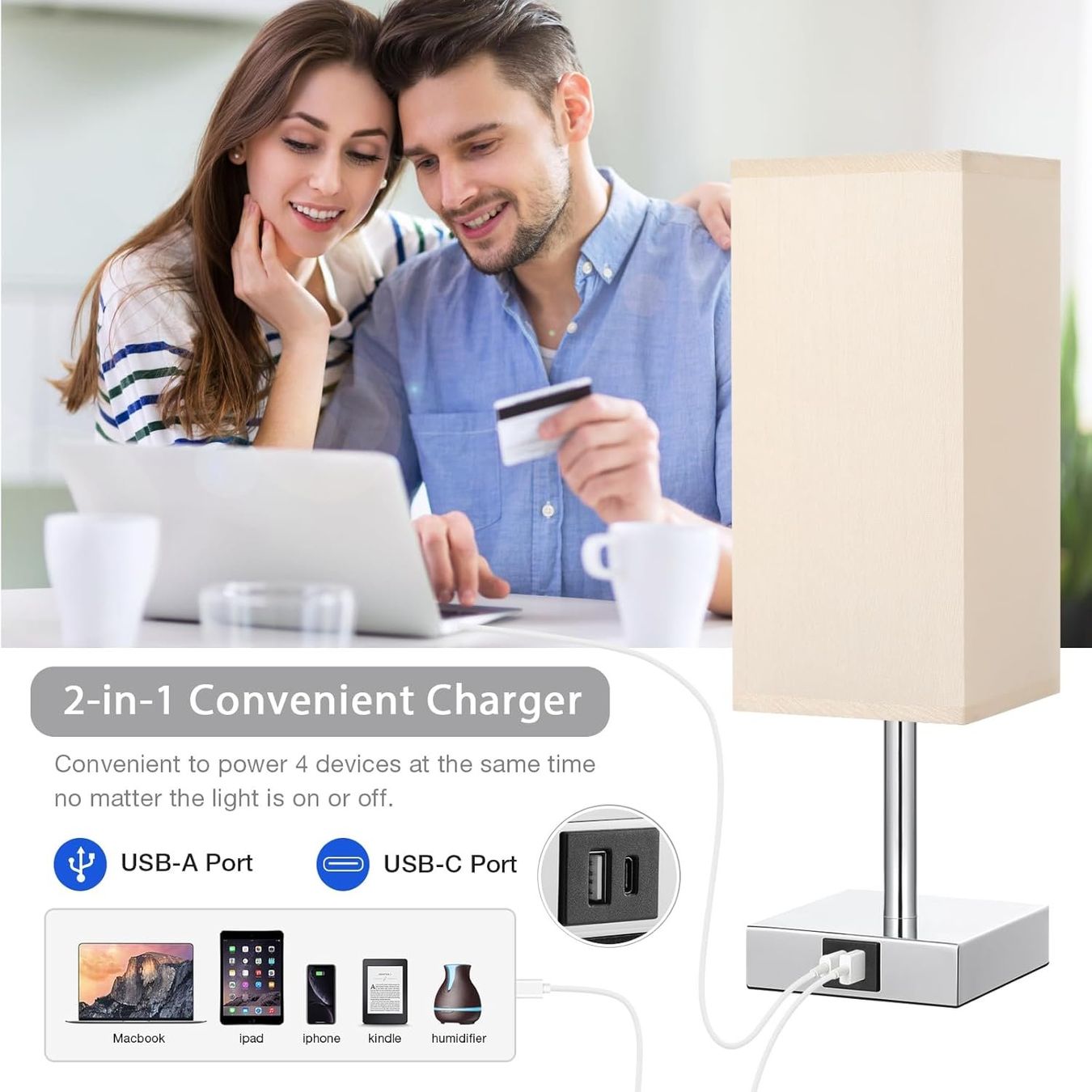 Lampade: Nachttischlampe Touch Dimmbar mit USB A+C – Nuovo e nell'imballaggio originale da Nuglar venduto da SaleRitter 3
