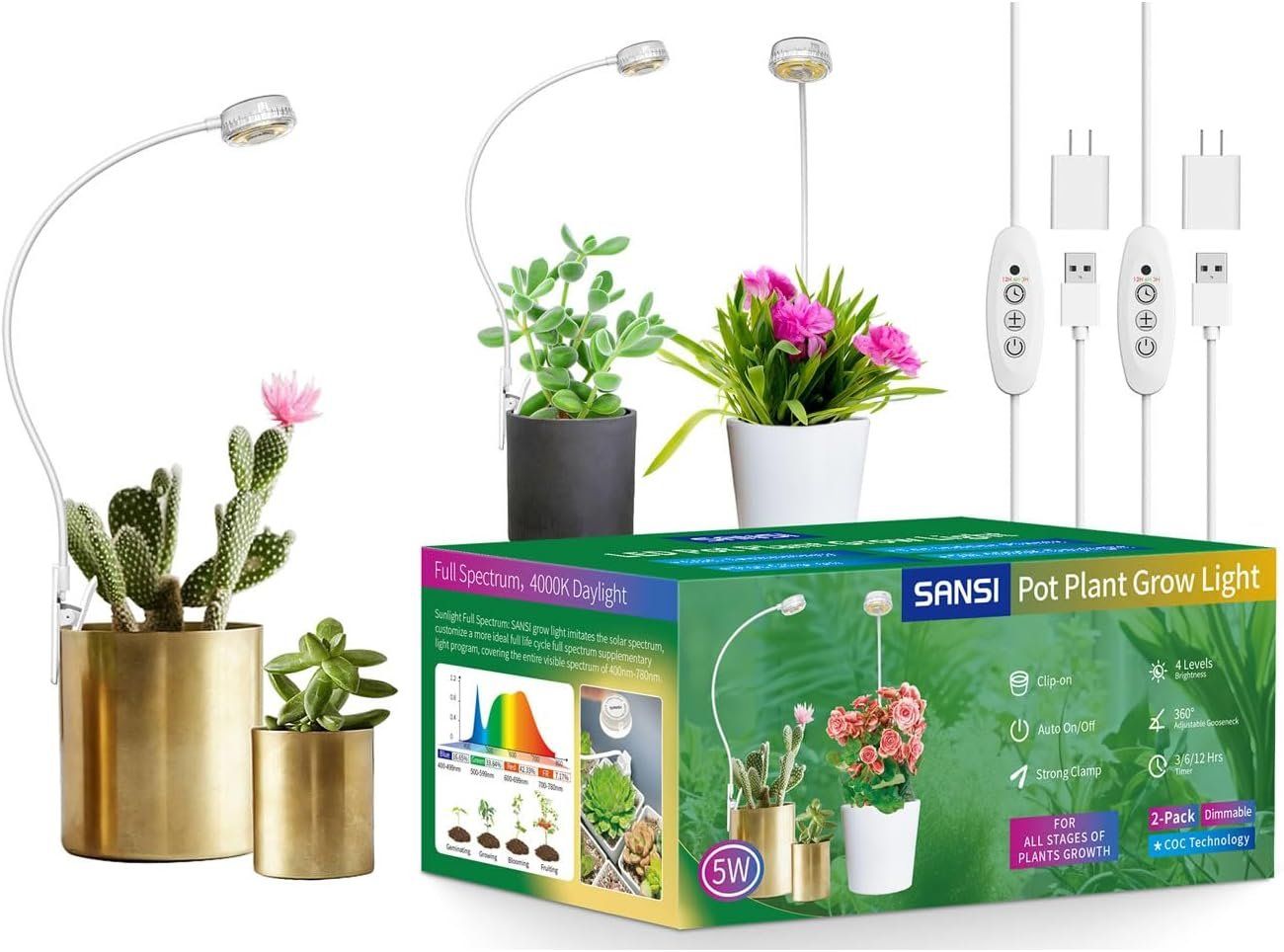 Piante & sementi: Sansi LED Pot-Clip 5W mit Timer und Dimmer – Nuovo (secondo la descrizione) da Wattwil venduto da ooros