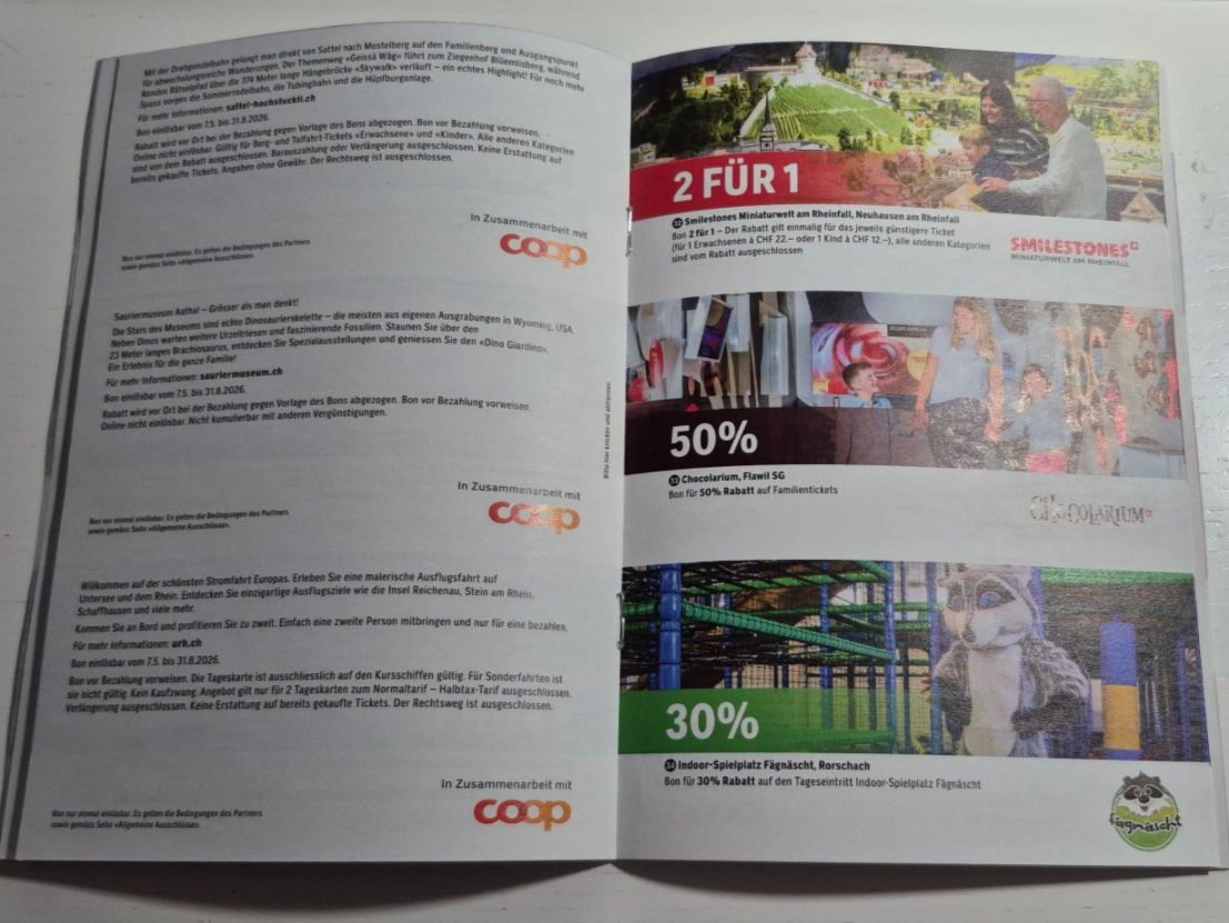 Buoni: Coop Bonheft: 40 Erlebnisbons Schweiz – Nuovo (secondo la descrizione) da Eggersriet venduto da Fredb 2
