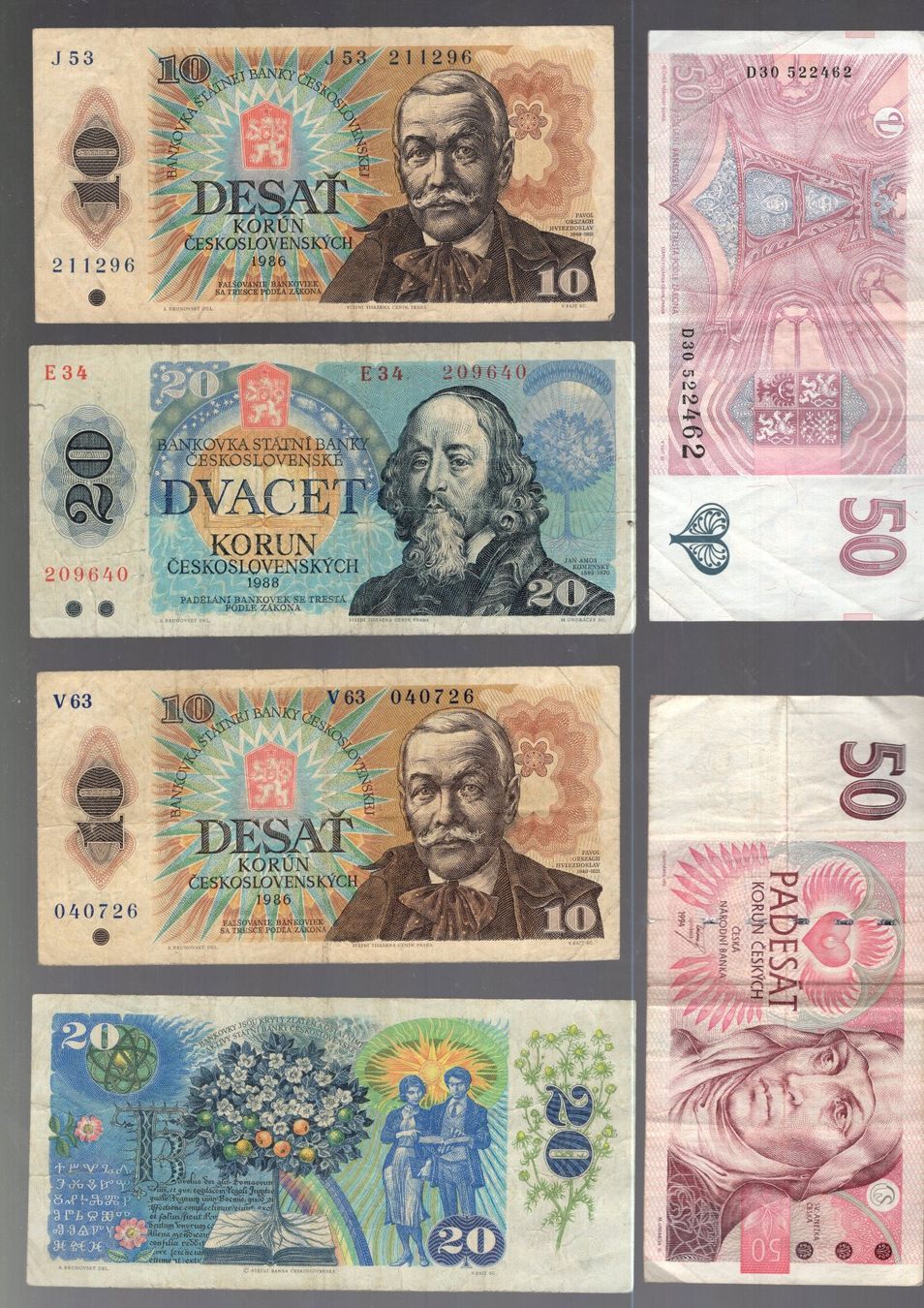 Banconote: Czecoslovakai noten 6 stück – Usato da Leibstadt venduto da baroc333