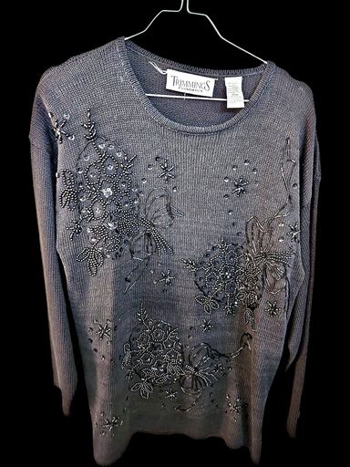 Maglioni & Felpe: Trimmings Grauer Perlenpullover mit Blumenverzierung - – Usato da Zug venduto da vinokilo 1