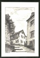 Alt Basel, Federzeichnung, Leonhardsberg