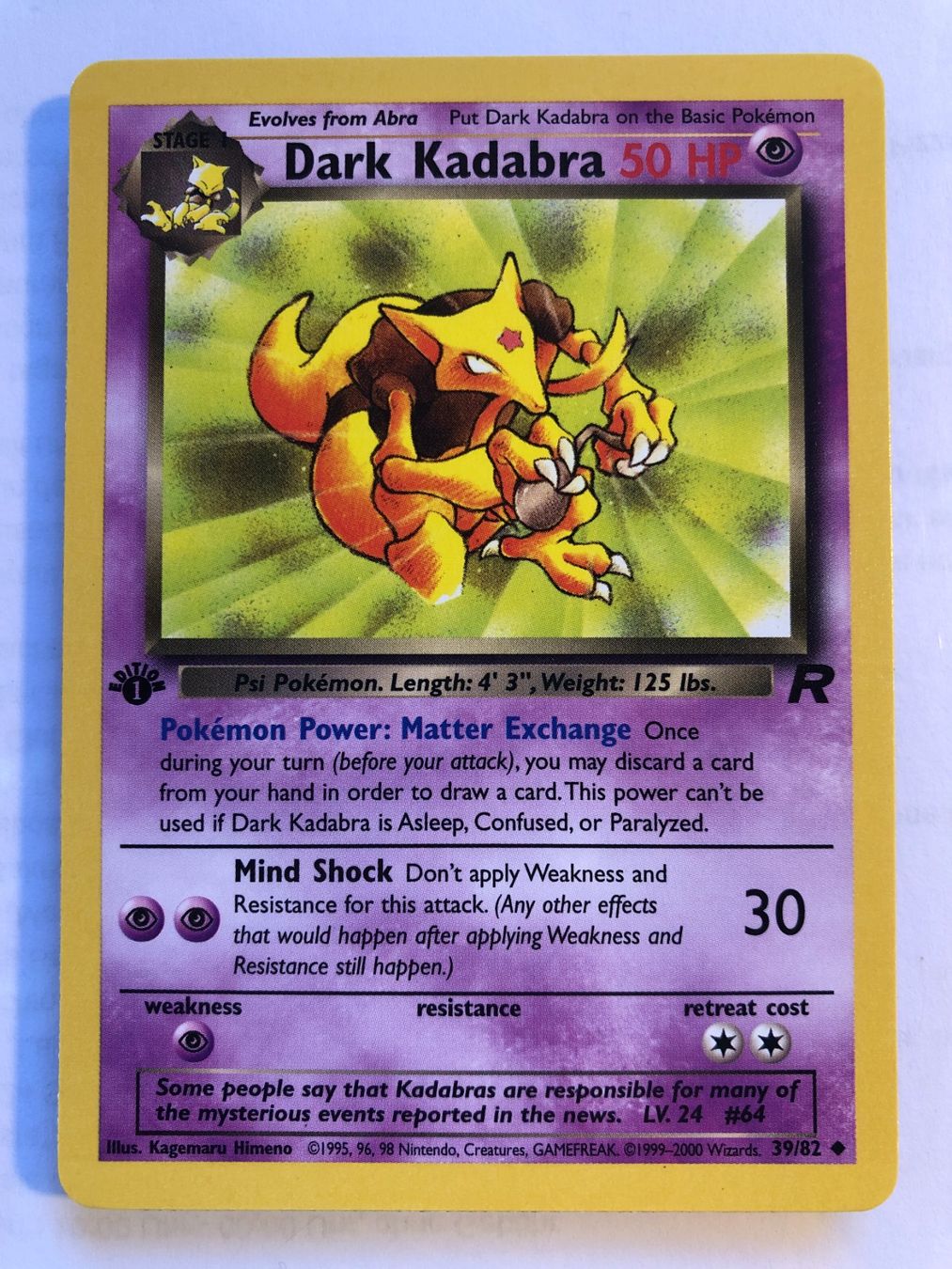 Carte collezionabili: Dark Kadabra (unc.) Team Rocket 1st - MINT - ab 1.- – Usato da Giubiasco venduto da dan_pr8b