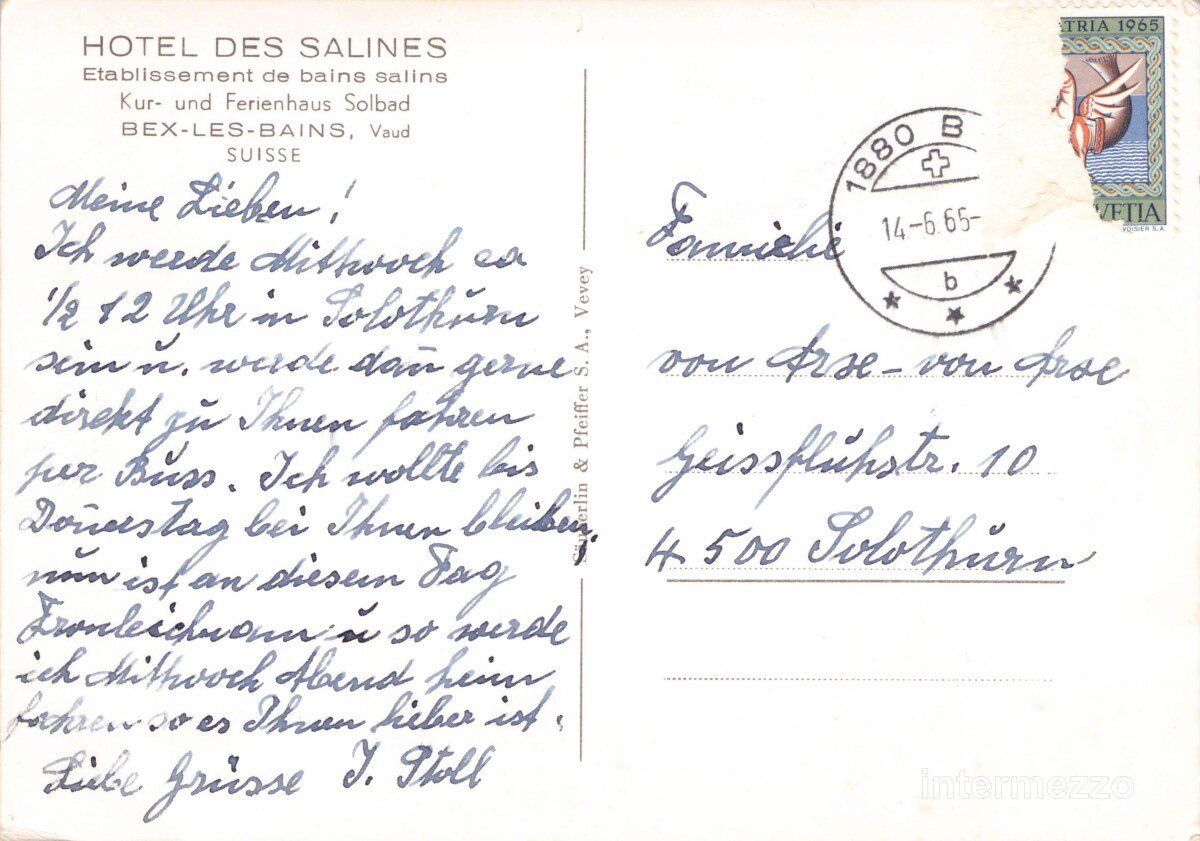 Cartoline postali: Bex VD // 1965 Hotel des Salines – Usato da Basel venduto da intermezzo12 1