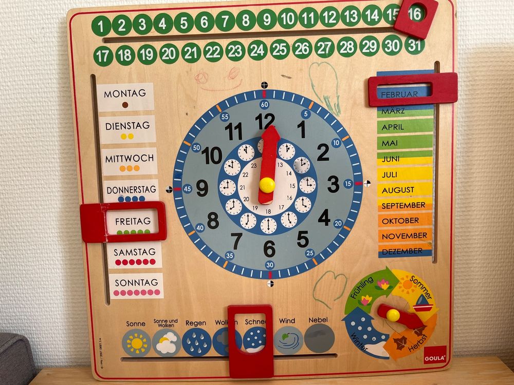 GOULA Kalenderuhr Zeit lernen Kindergarten Montessori | Kaufen auf Ricardo