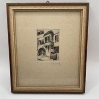 Original Radierung J. Büsser signiert gerahmt