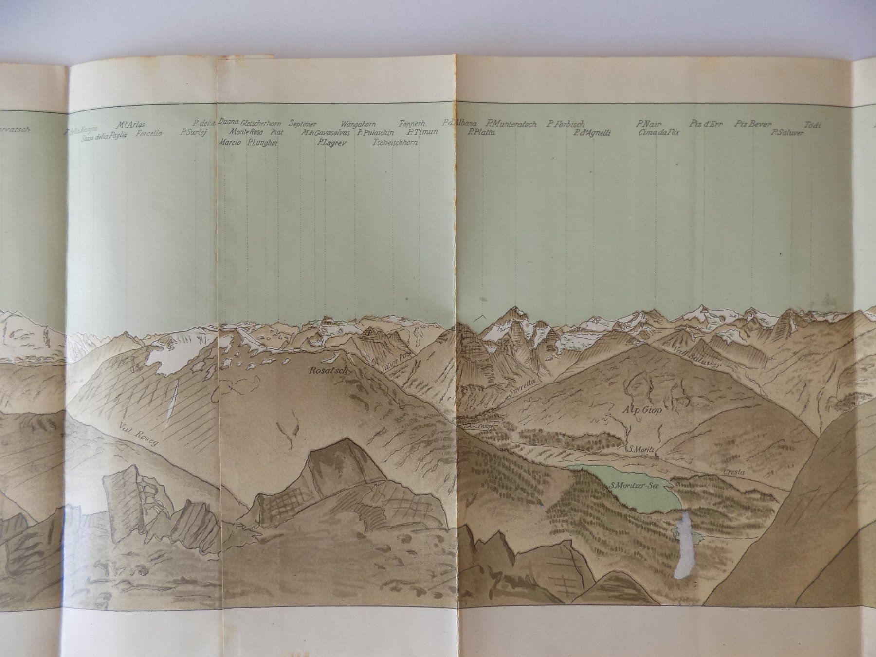 Incisioni: Panorama vom Piz Languard 1897 – Usato da Risch venduto da Antikfee 5