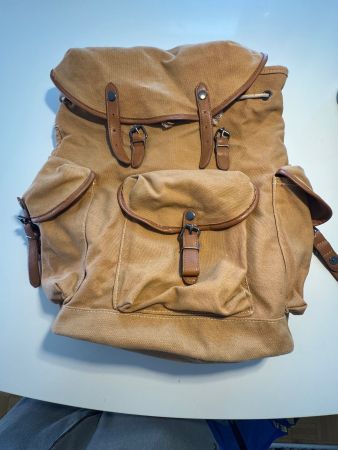 ZIGN Luxury Canvas & Leder Rucksack / Vintage Wand-Look