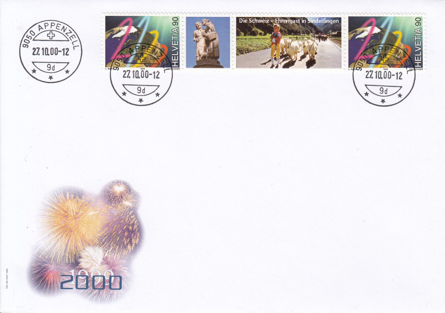 Alle Briefmarken: S80D FDC Sindelfingen mit Stempel Appenzell 27.10.00 – Gebraucht aus Spreitenbach von Lienbi01