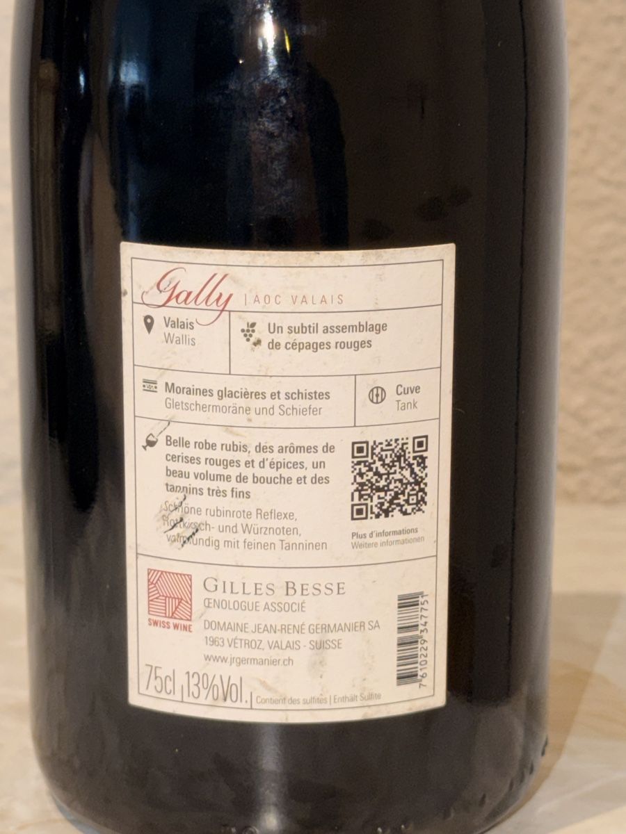 Vino: Vin rouge Gally Valais AOC 2021 – Nuovo e nell'imballaggio originale da Grenchen venduto da 24.07LD 2
