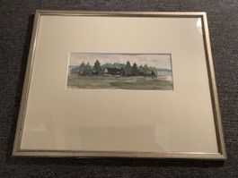 Hans Signer Aquarell "Appenzeller Bauernhof" gerahmt.