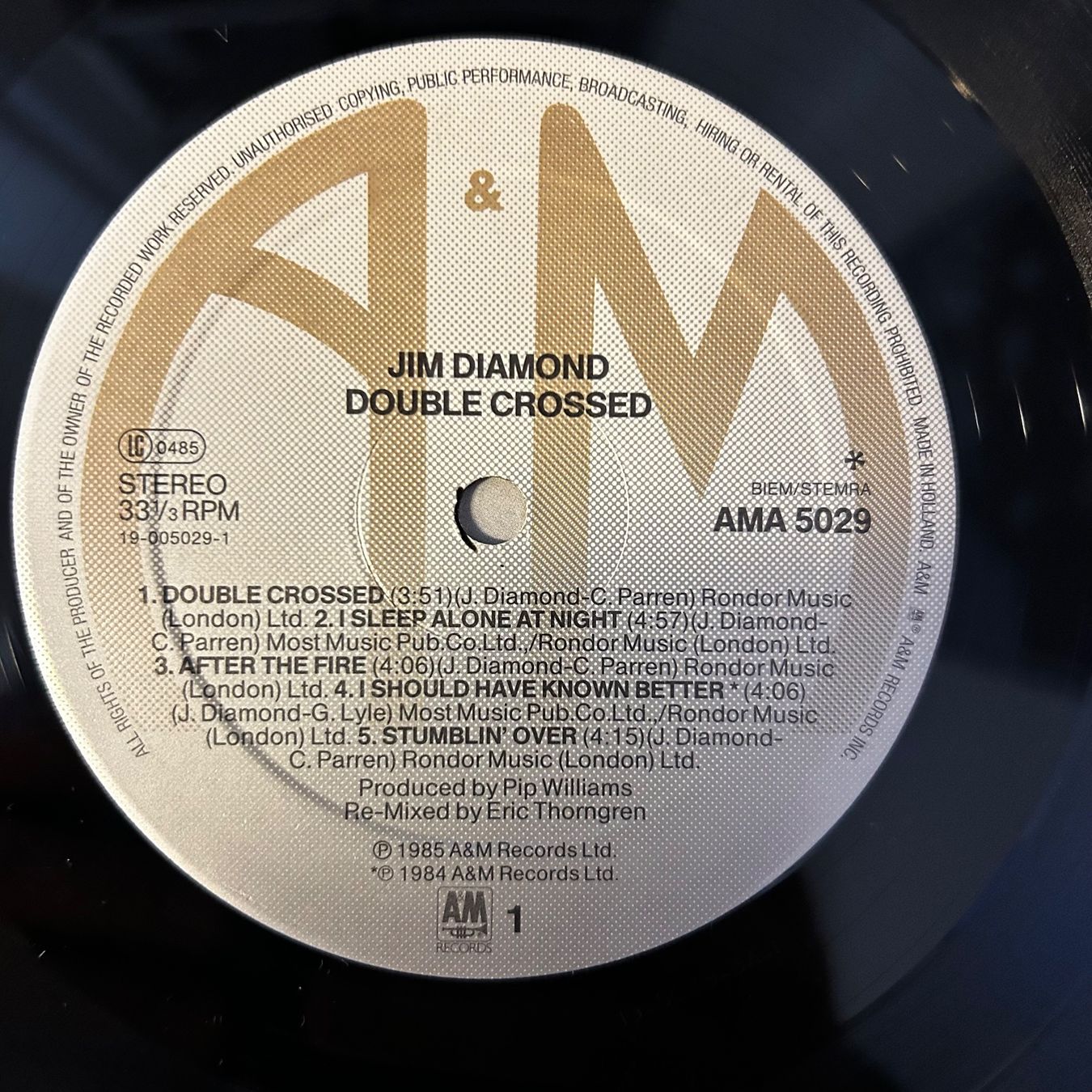Dischi in vinile: Jim Diamond - Double Crossed, Vinyl LP 1984 – Usato da Aesch BL venduto da BernisFlomi 2