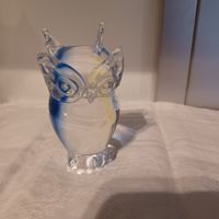 schwere Eule aus Glas 10 cm gross