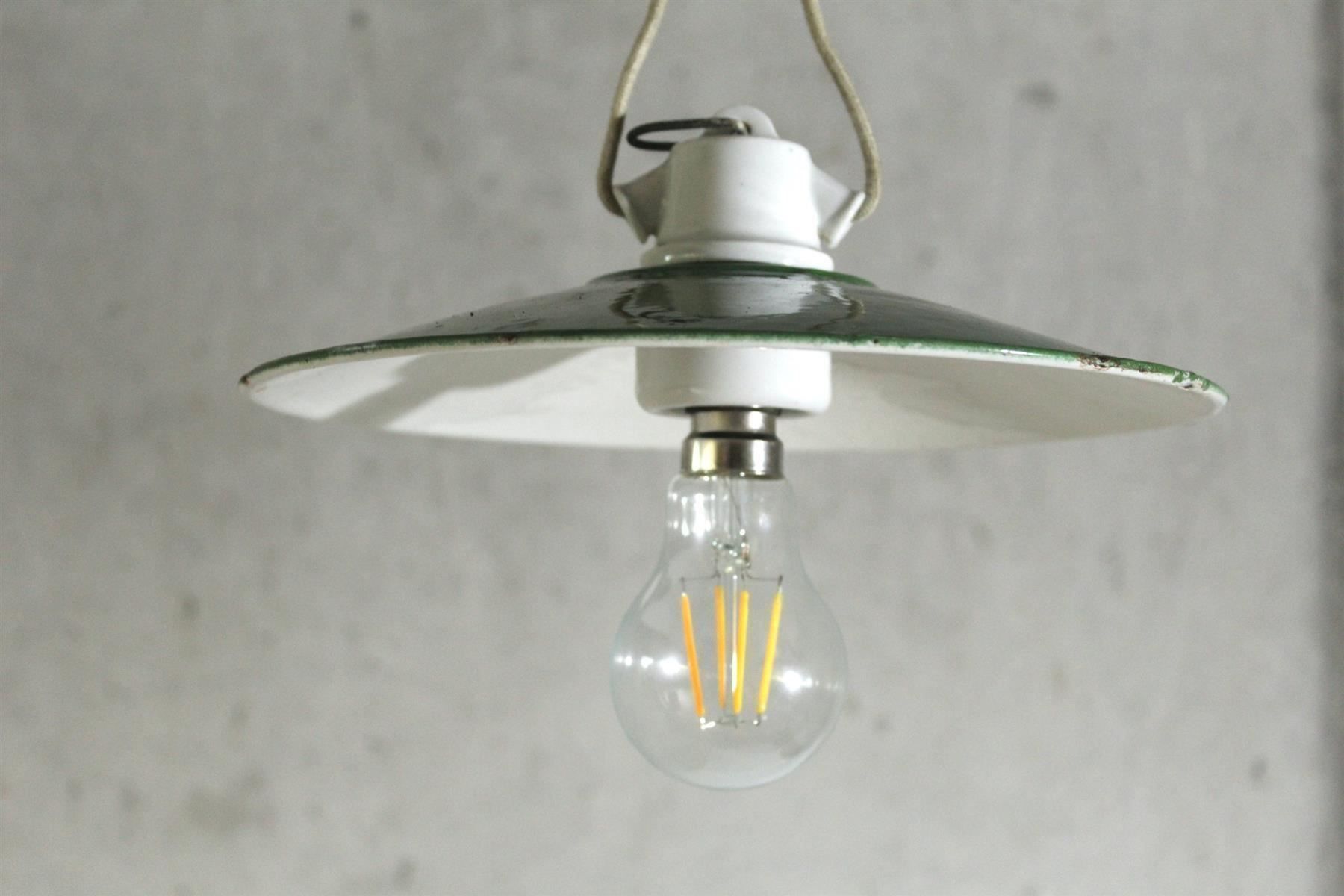 Kronleuchter & Deckenlampen: INDUSTRIEDESIGN - JUGENDSTIL - Lampe, Emaille, um 1910 – Gebraucht aus Bern von kultiges