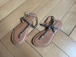 NEW LOOK - Leder Sandalen silber-braun 40 (NEU)