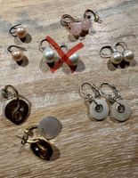 5 Paar Ohrringe Rosé, Gold, Weiss, Glitzer, Vintage