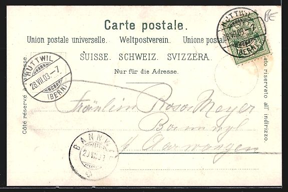 Cartoline postali: AK Huttwyl, Ortsansicht, 1903 – Usato da Berlin venduto da bartko-reher 1