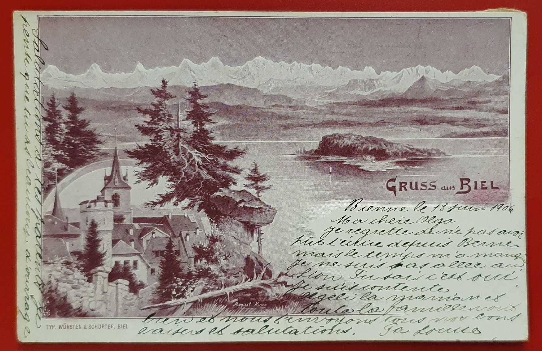 Cartoline postali: Gruss aus Biel 1906 – Usato da Kreuzlingen venduto da Rschweiz1