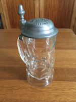 Glas Bierkrug mit Zinndeckel Löwenbräu