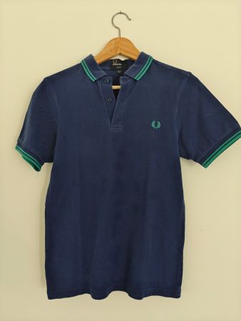 Fred Perry Slim Fit Polo - Navy & Mint Green
