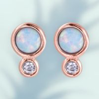 Ohrstecker vergoldet Rosegold mit Opal & Zirkonias