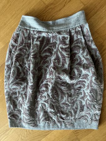 Grauer Rock Jupe mit Samt Muster 36/38 S/ M
