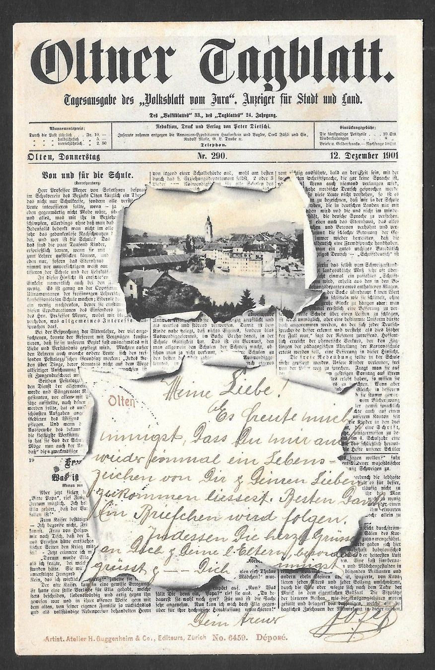 Cartoline postali: Olten Oltner Tagblatt 12. Dezember 1901 – Usato da Olten venduto da clotaldi