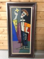 von W. Spielmann abstraktes Clown-Gemälde, gerahmt