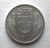 Schweizer 5-Lieber 1931 B Abart 10+3 Sterne über dem Kopf B