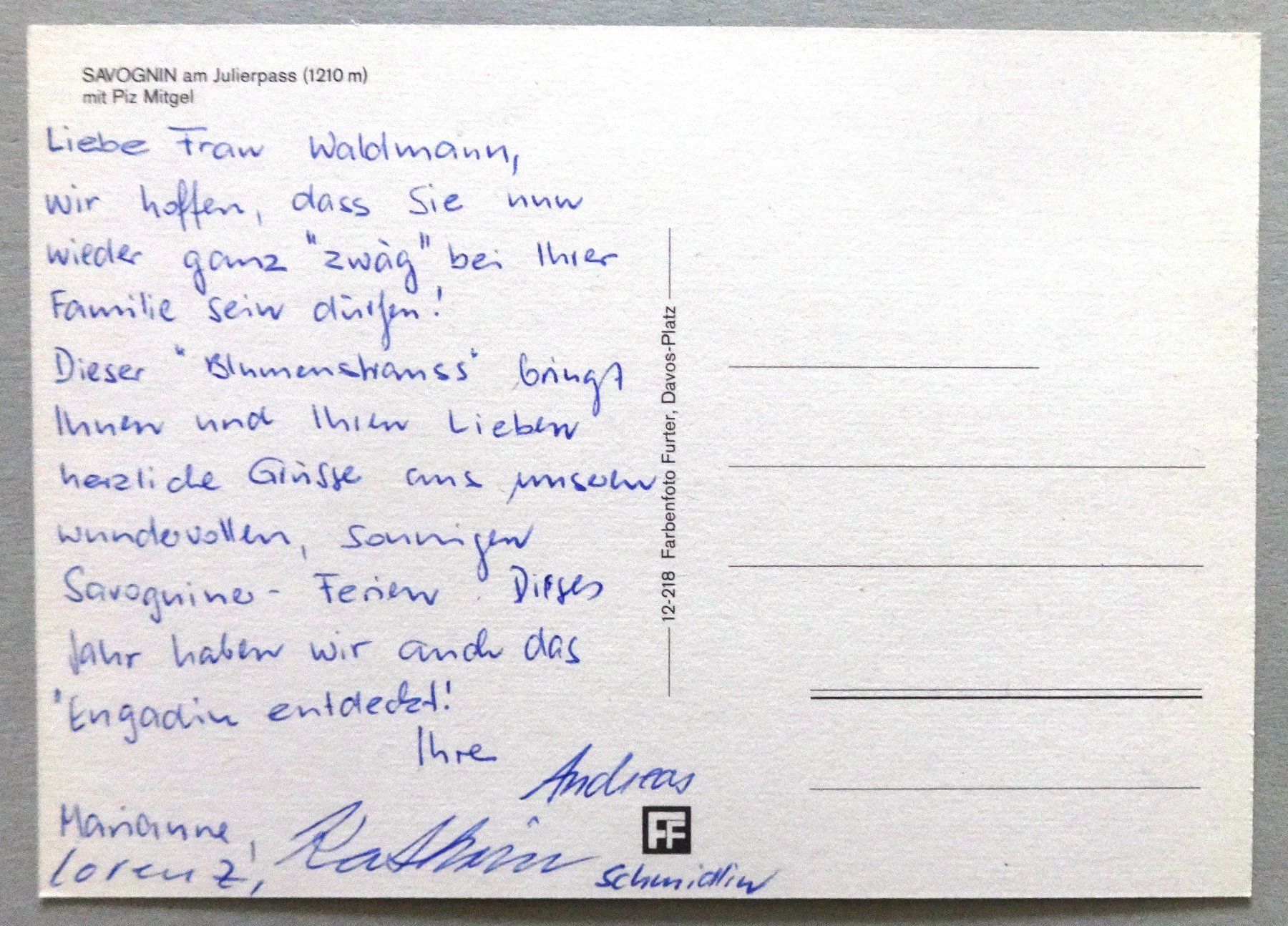 Cartoline postali: Savognin am Julierpass mit Piz Mitgel – Usato da Fétigny venduto da Billy2miny 1