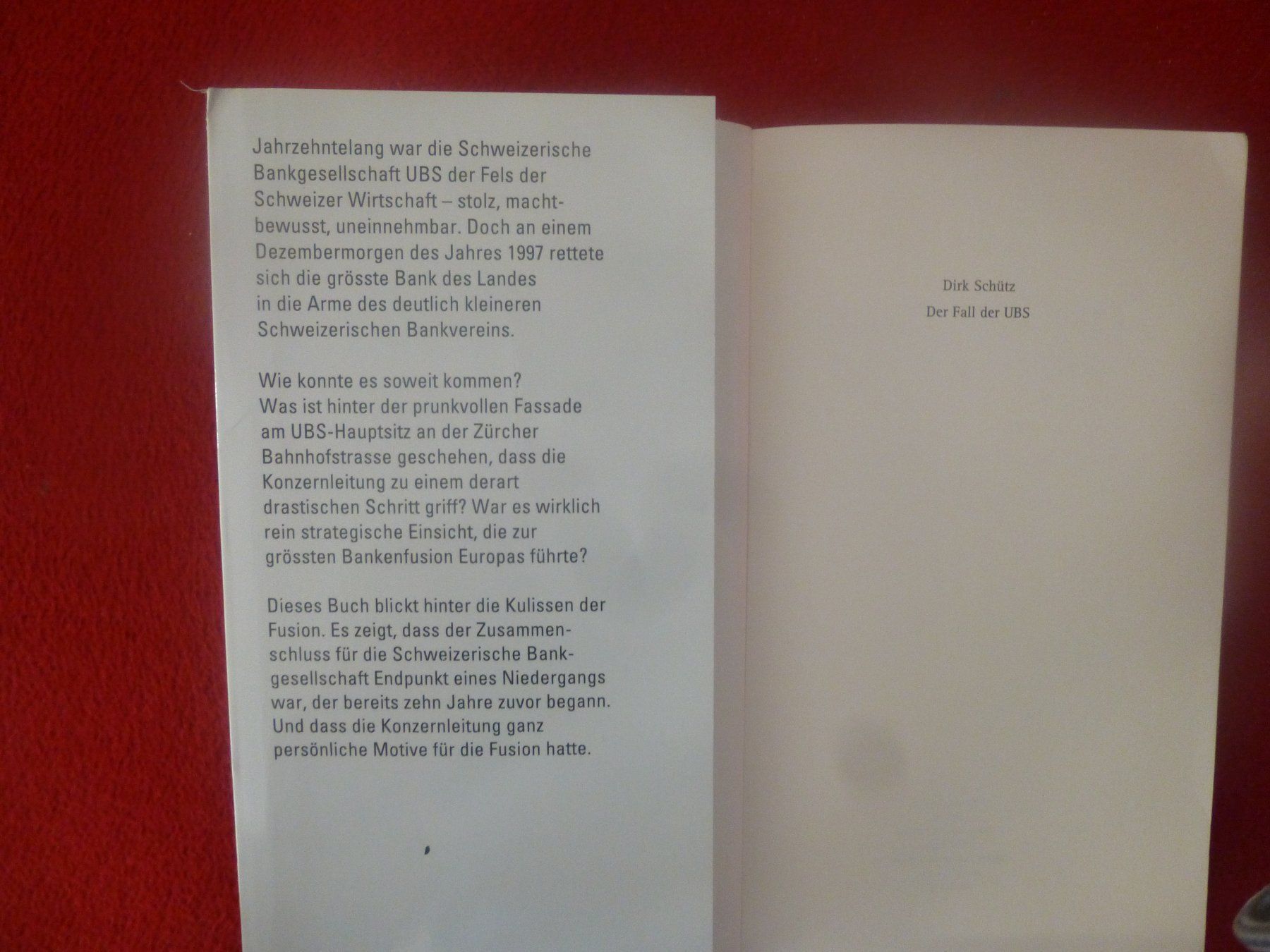Livres: DER FALL DER UBS!!!!( DIRK SCHÜTZ) – D'occasion à Volketswil par nemo2000 2