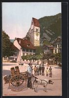 Interlaken, Mann mit Hundegespann auf de