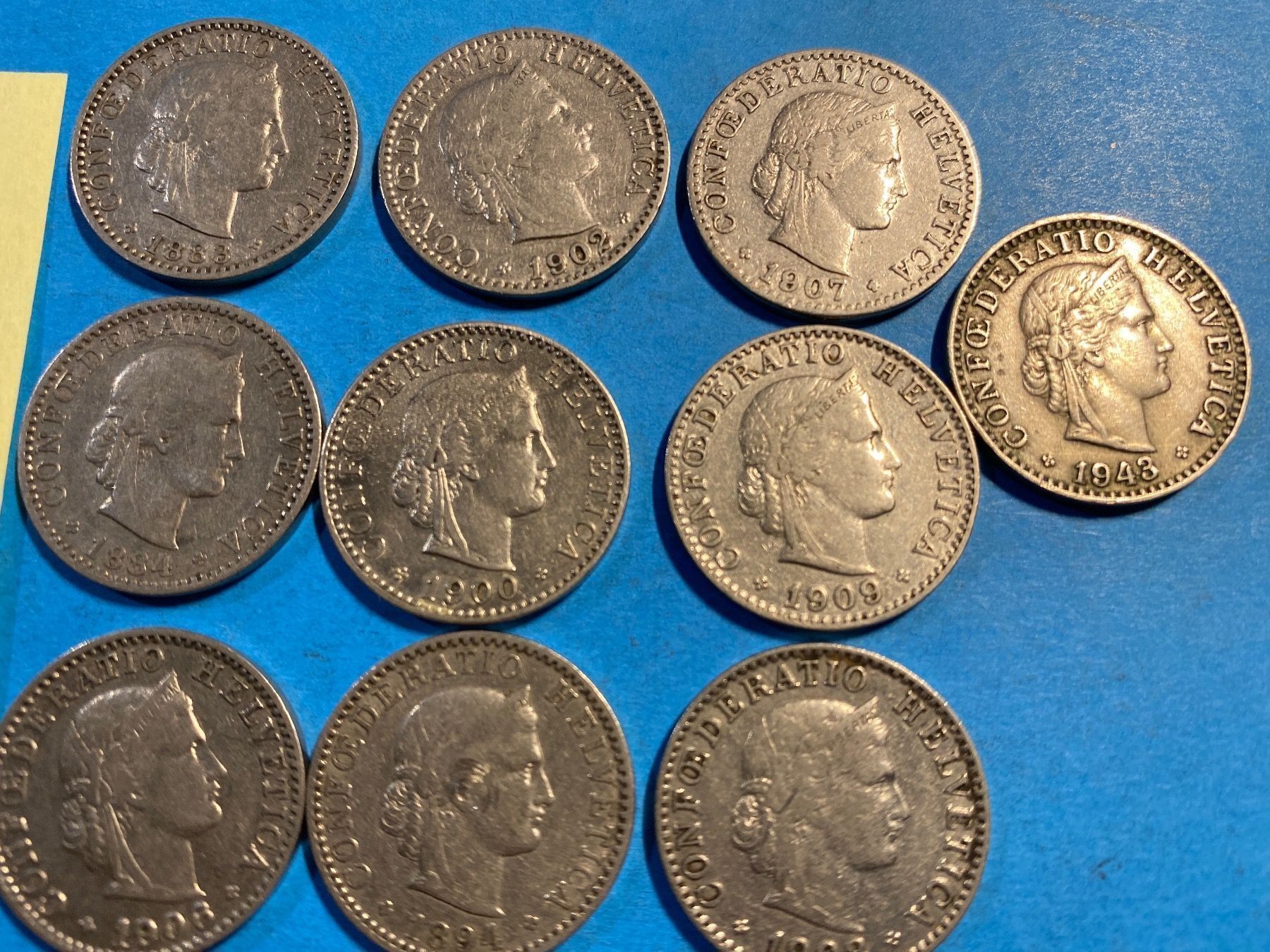 Tutti le monete: 10 X 20 CENTIMES 1883 à 1943 – Usato da genève venduto da GEnumist 2