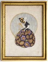 RAR Art Déco 1920er Jahre Tänzerin Stickerei antik