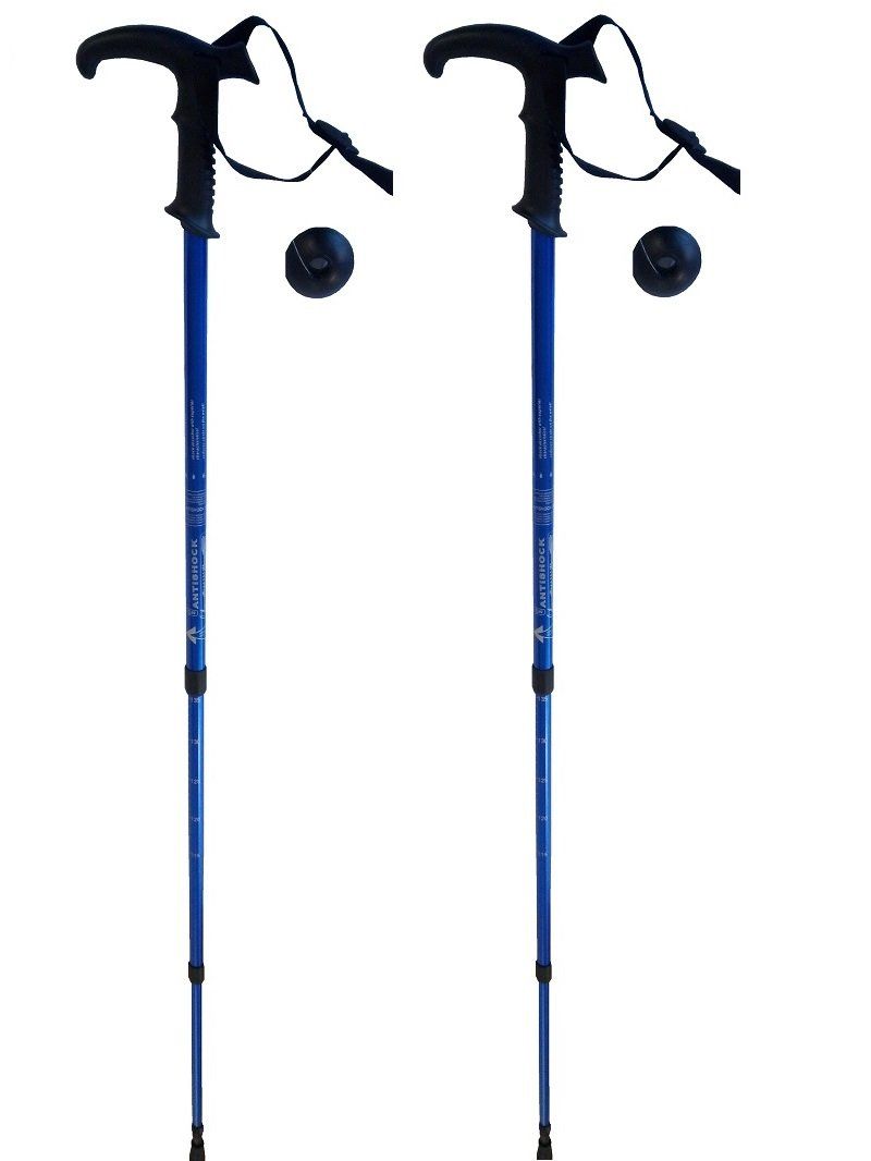 Wanderstöcke: 2er Set Wanderstöcke bis 130 cm - Blau – Neu und originalverpackt aus Werdenberg von EXA-Outdoor