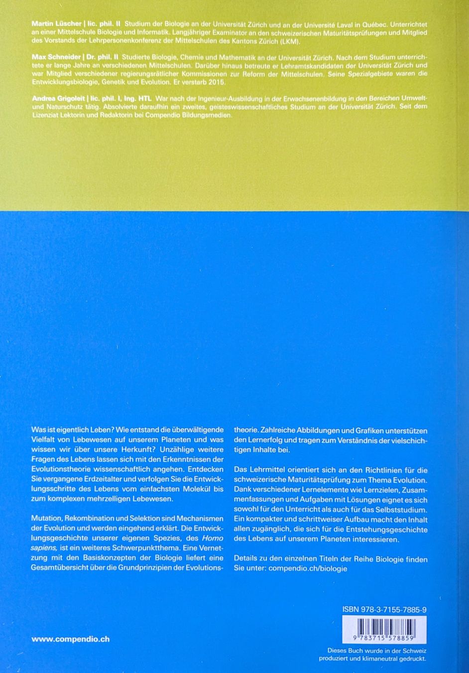 Bücher: COMPENDIO// EVOLUTIONSBIOLOGIE – Gebraucht aus Schliern b Koeniz von Nuvisions 1
