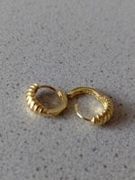 2 Creolen Ohrhänger 925 Silber Vergoldet. 1,1g
