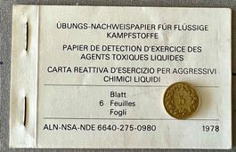 PAPIER DE DETECTION D'EXERCICE DES AGENTS TOXIQUES LIQUIDES