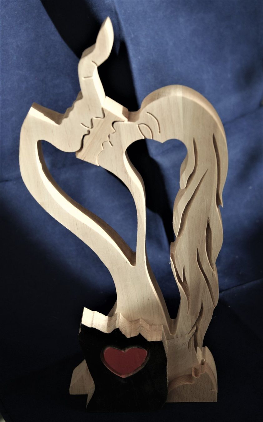 Sculptures & Statues: HOLZ-HERZ-DESKTOP-SKULPTUR – Neuf avec emballage d'origine à Stadel par Wald100 5