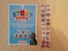 20 Sammelmarken MIGROS STORY MANIA tonies, inkl. Büchlein