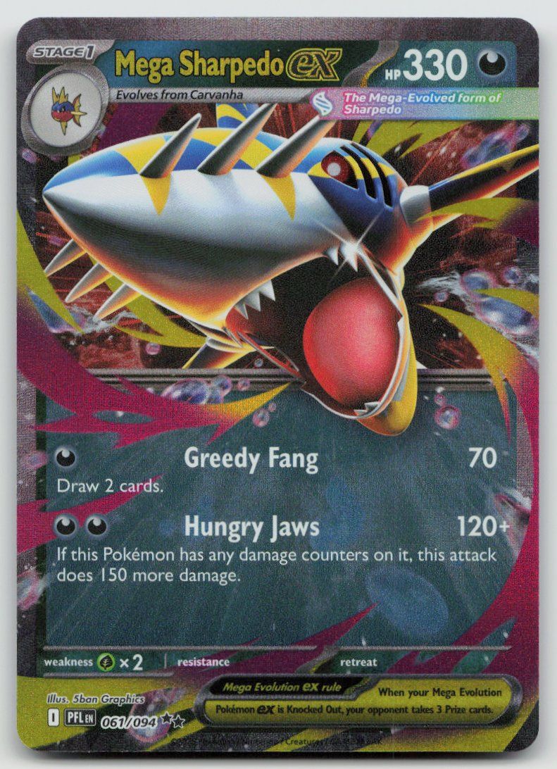 Pokémon Sammelbilder & Trading cards: Pokemon Mega Sharpedo ex 061/094 EN 2025 – Gebraucht aus Lugano von VlaseCard